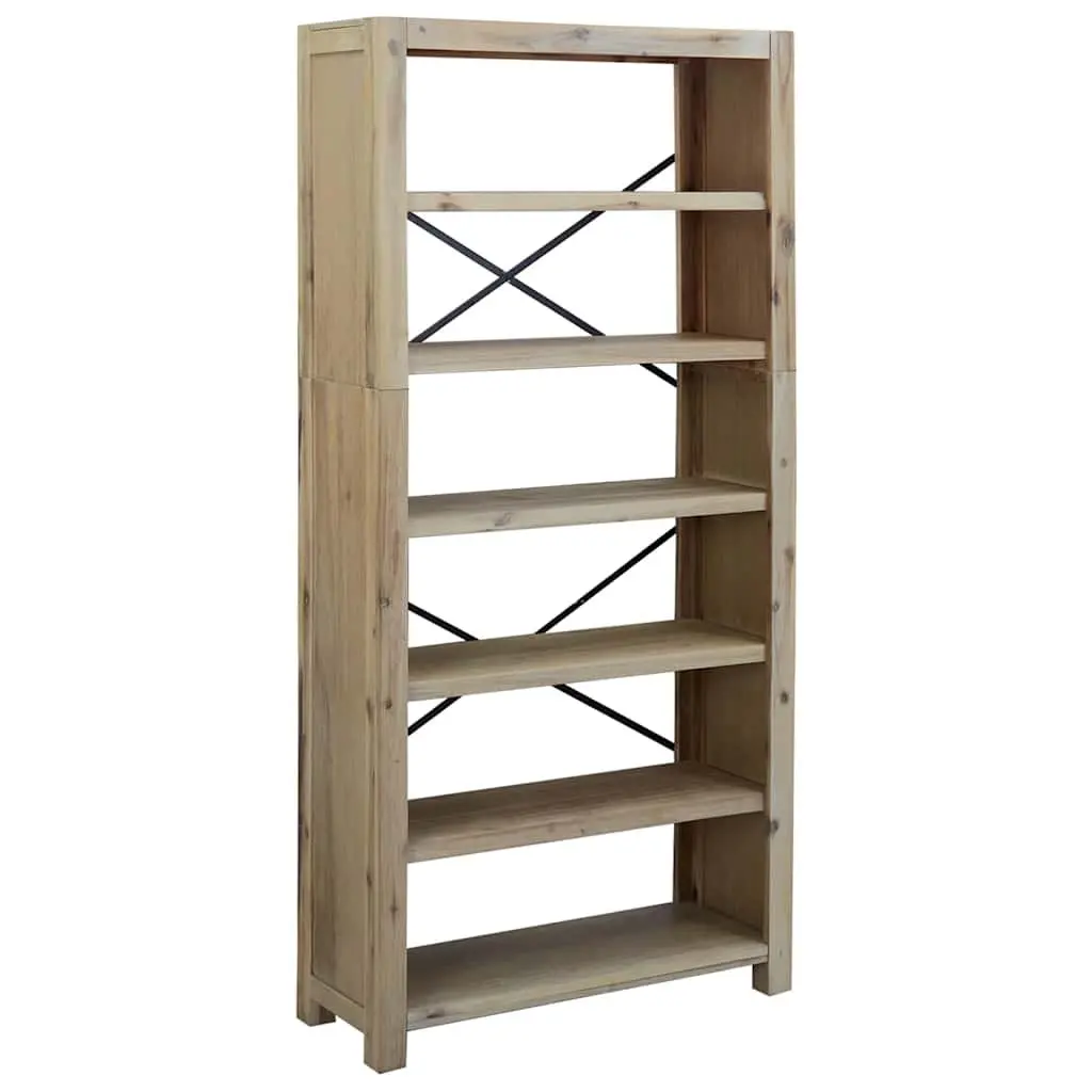 Solid Wood Bookcase 6 Shelves Rustic Acacia Brown 80x30x170cm Storage Display Furniture
