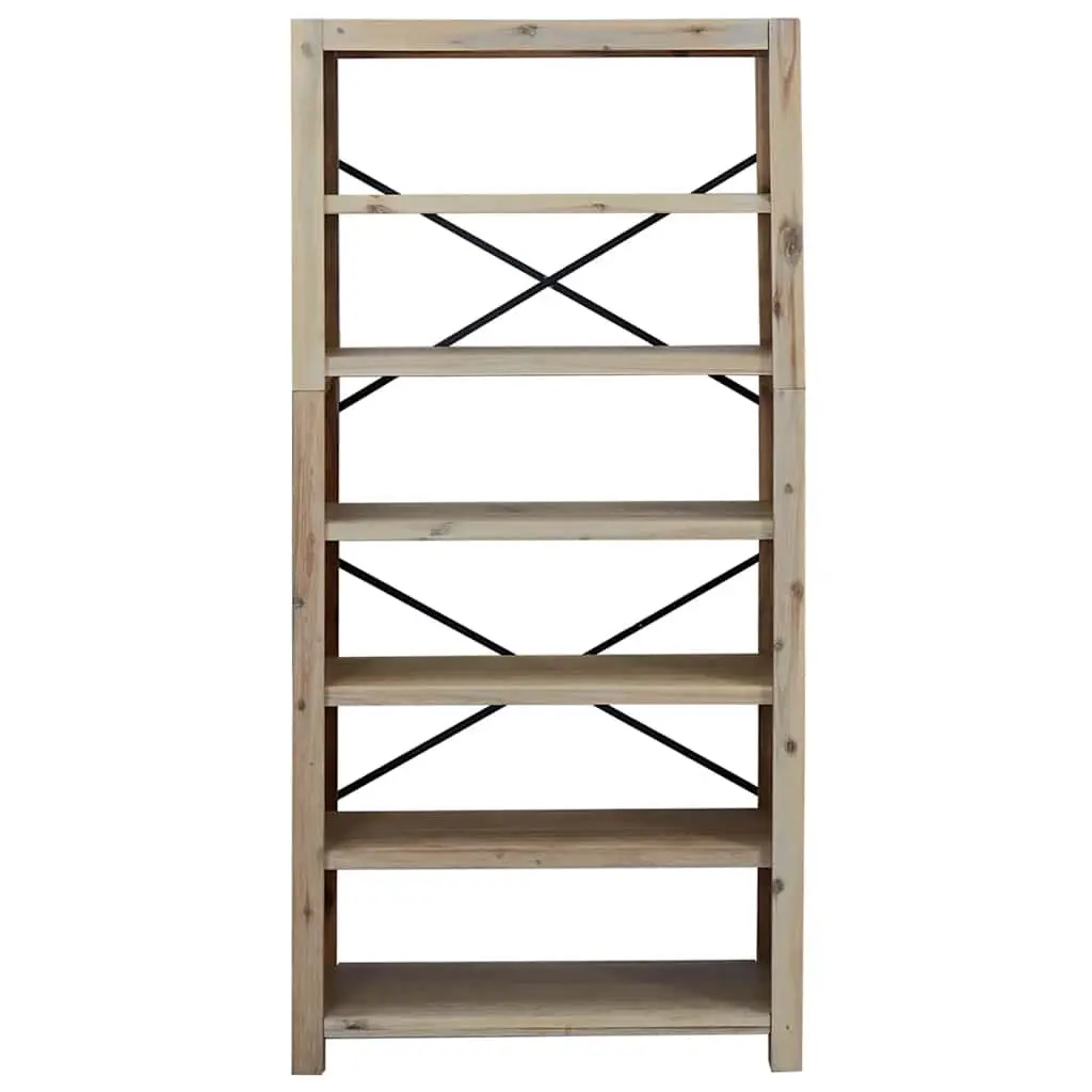 Solid Wood Bookcase 6 Shelves Rustic Acacia Brown 80x30x170cm Storage Display Furniture