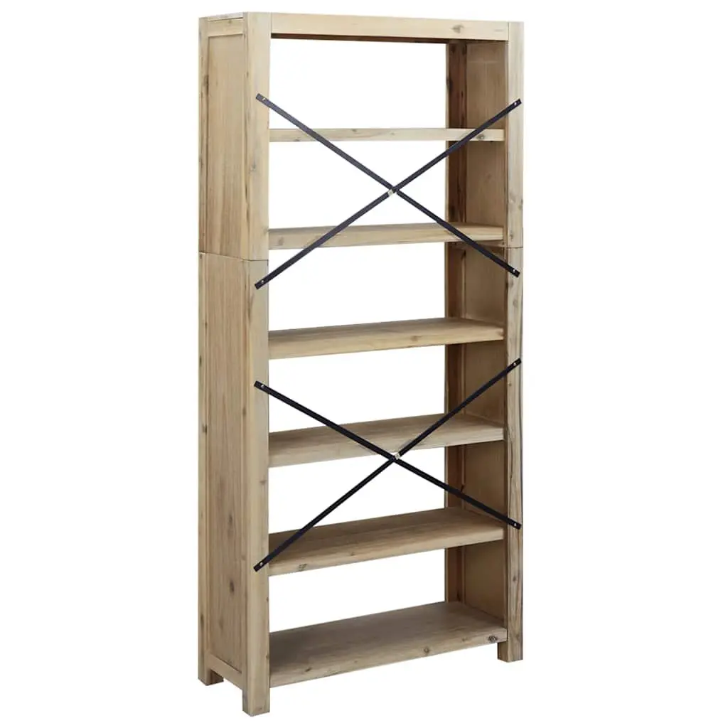 Solid Wood Bookcase 6 Shelves Rustic Acacia Brown 80x30x170cm Storage Display Furniture