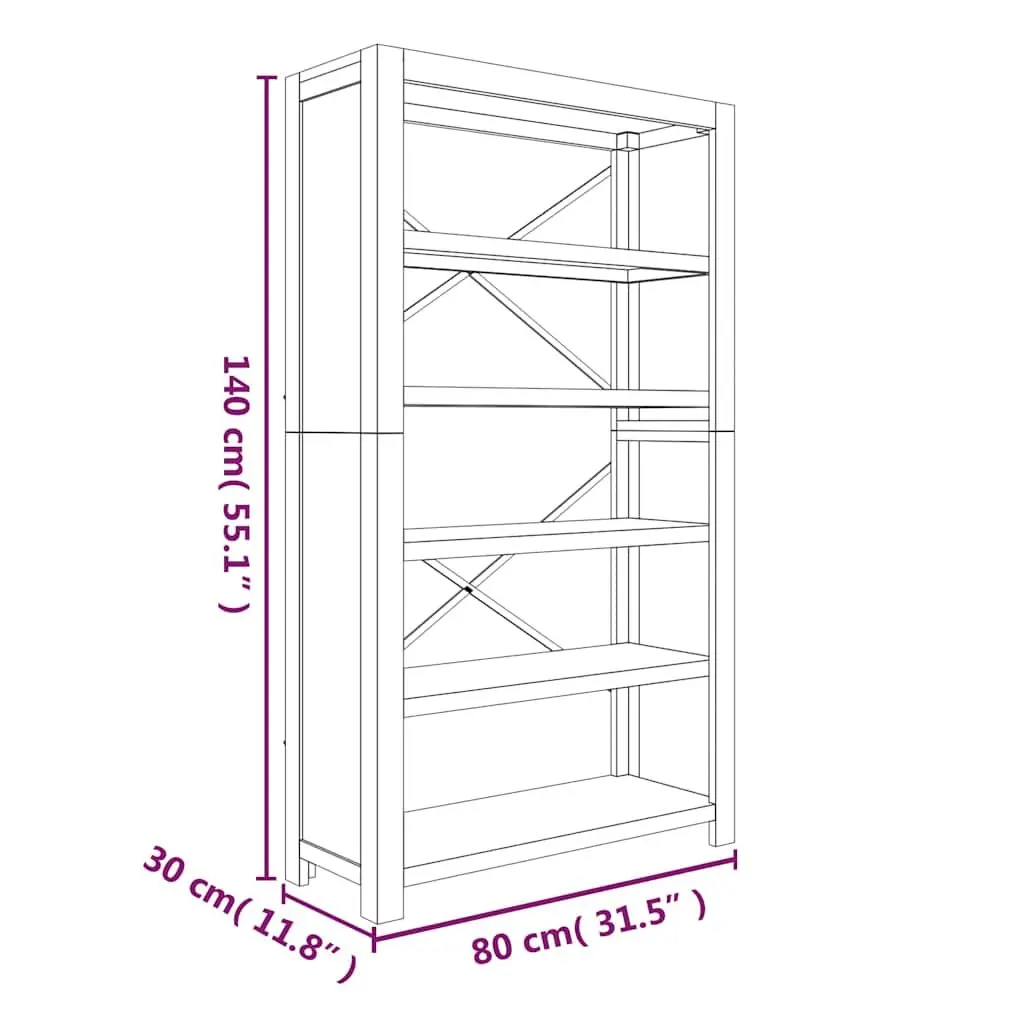 5-Tier Wooden Bookcase 80x30x140cm Brown Shelving Storage Display Organiser