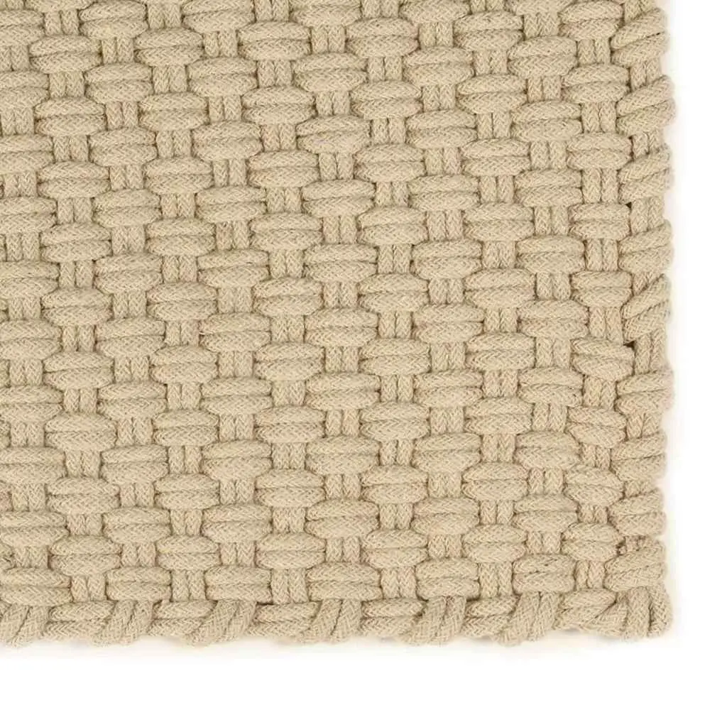 Cotton Rope Woven Rug Rectangular Brown 80x160 cm Natural Soft Floor Decor