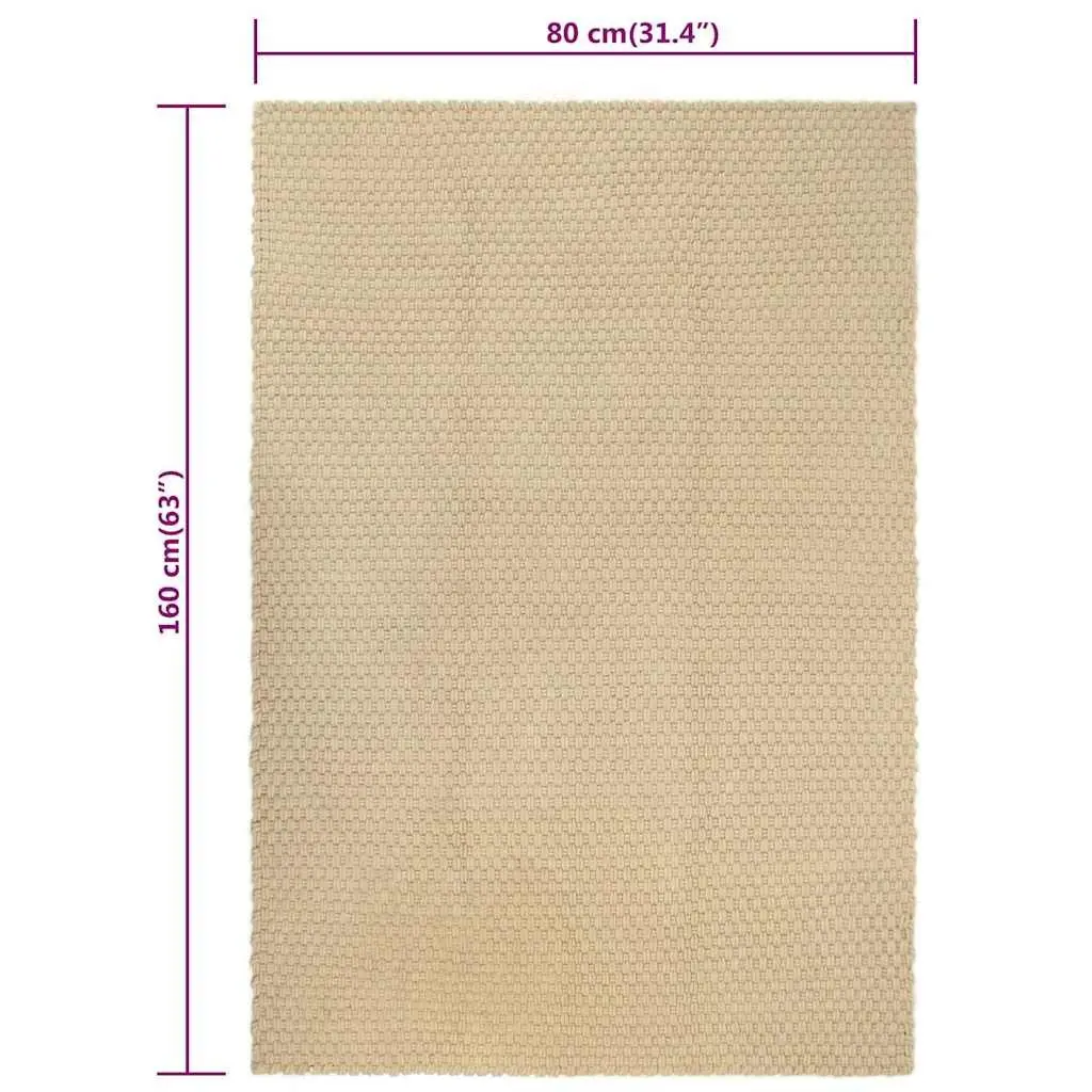 Cotton Rope Woven Rug Rectangular Brown 80x160 cm Natural Soft Floor Decor
