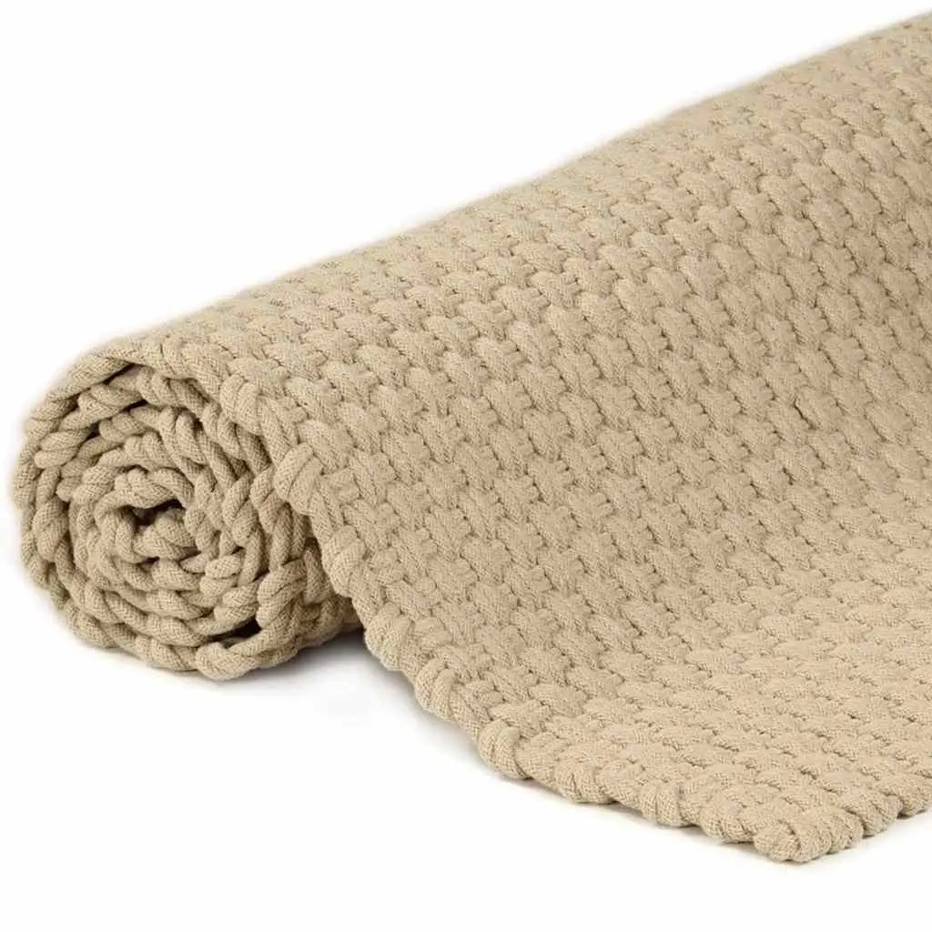 Cotton Rope Woven Rug Rectangular Brown 160x230 cm Natural Soft Floor Mat
