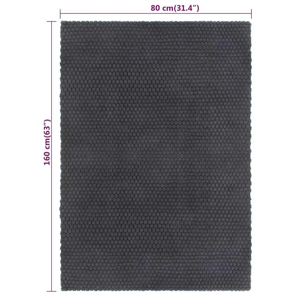 Cotton Rope Rug Rectangular Anthracite 80x160 cm