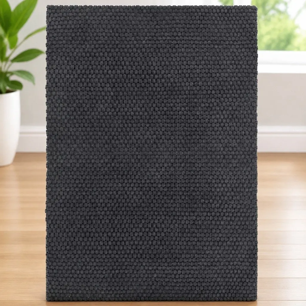 Cotton Rope Woven Rectangular Rug Anthracite 160x230 cm Living Room Bedroom