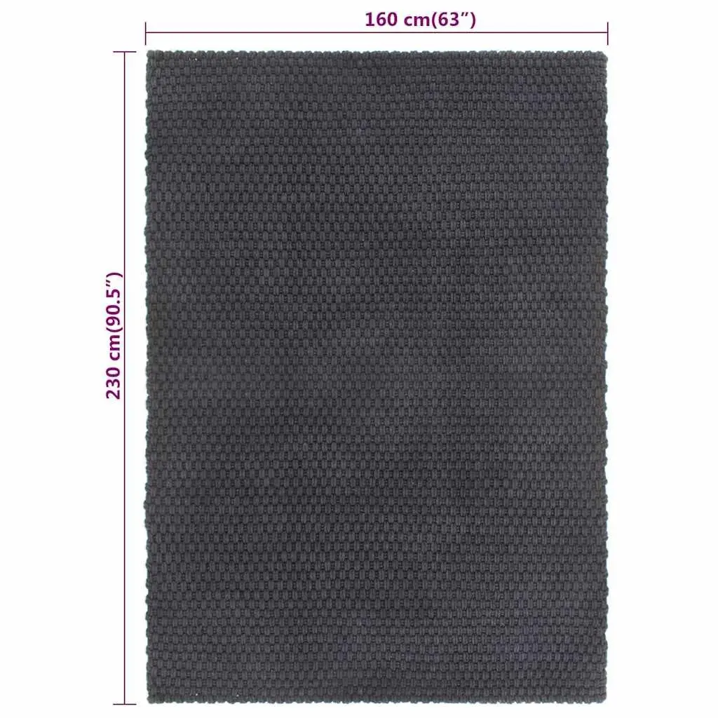 Cotton Rope Woven Rug Anthracite 160x230 cm