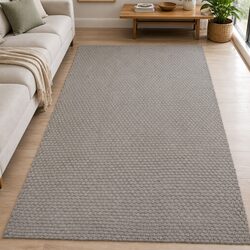 Grey Cotton Rectangular Rug 80x160 cm Rope Woven Design Living Room Bedroom