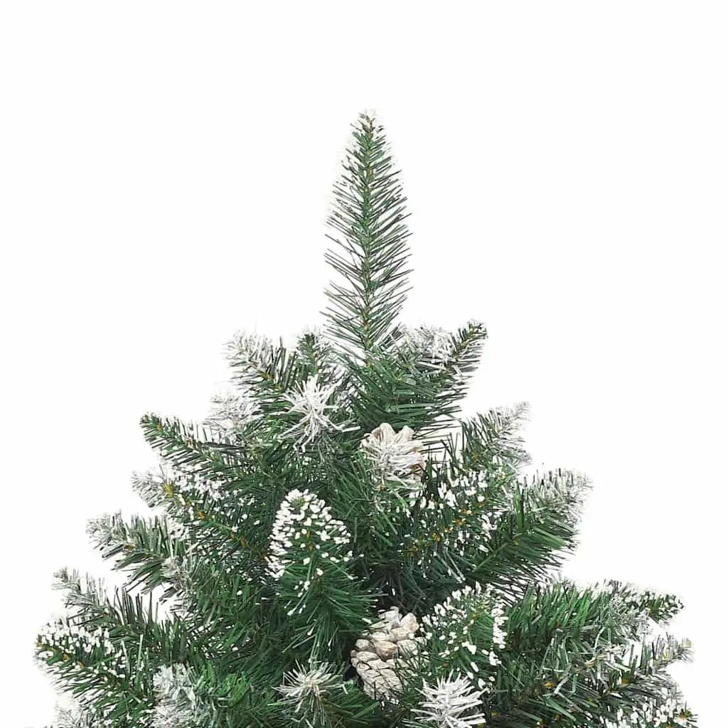 Artificial Christmas Tree Green 120cm Hinged Branches PVC with Stand Snow Flocked