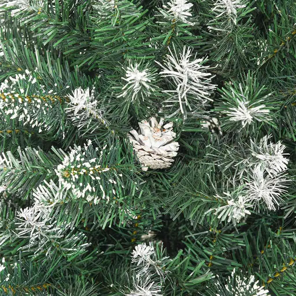Artificial Christmas Tree Green 120cm Hinged Branches PVC with Stand Snow Flocked