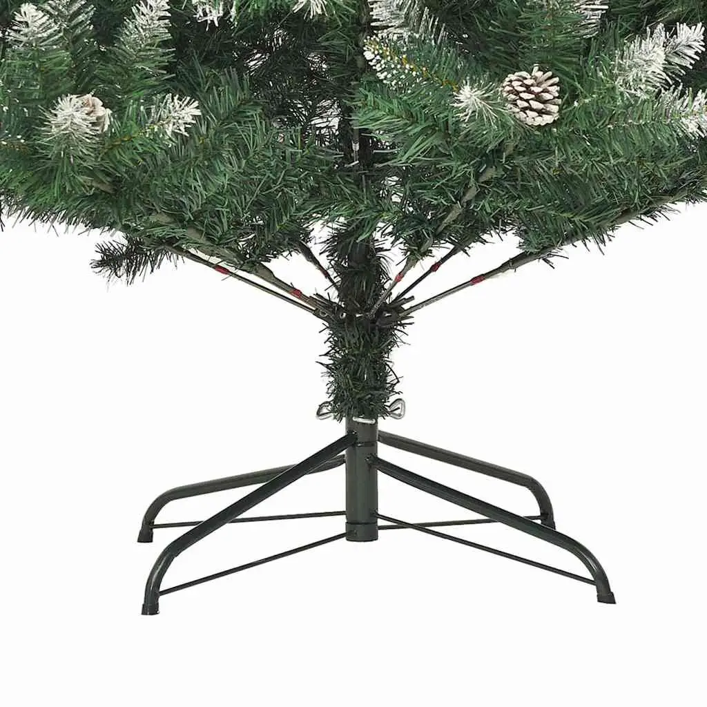 Artificial Christmas Tree Green 120cm Hinged Branches PVC with Stand Snow Flocked
