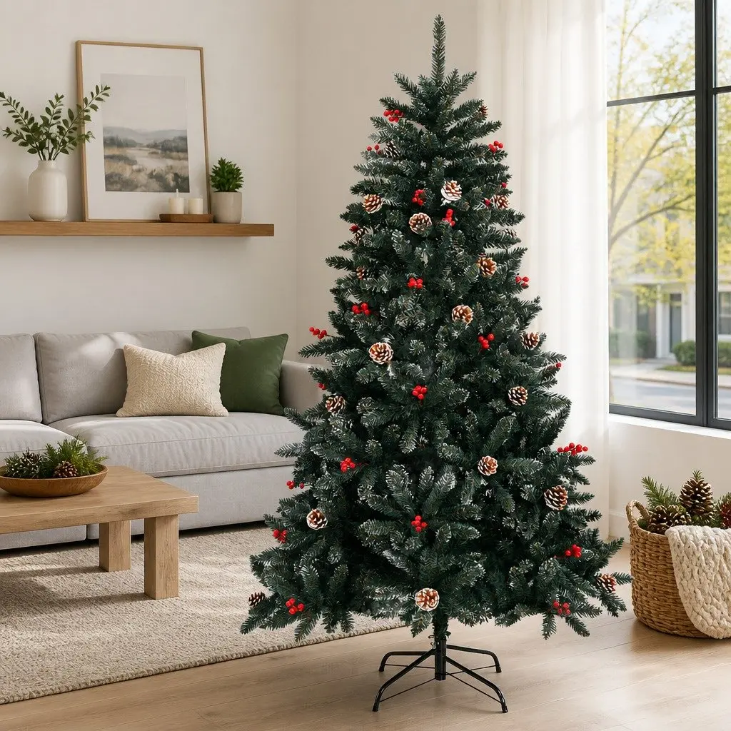 Artificial Christmas Tree Hinged Branches 150cm Green PVC