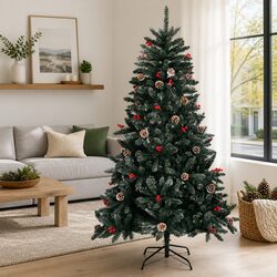 Artificial Christmas Tree 150cm with Stand Green PVC Hinged Branches Seasonal
