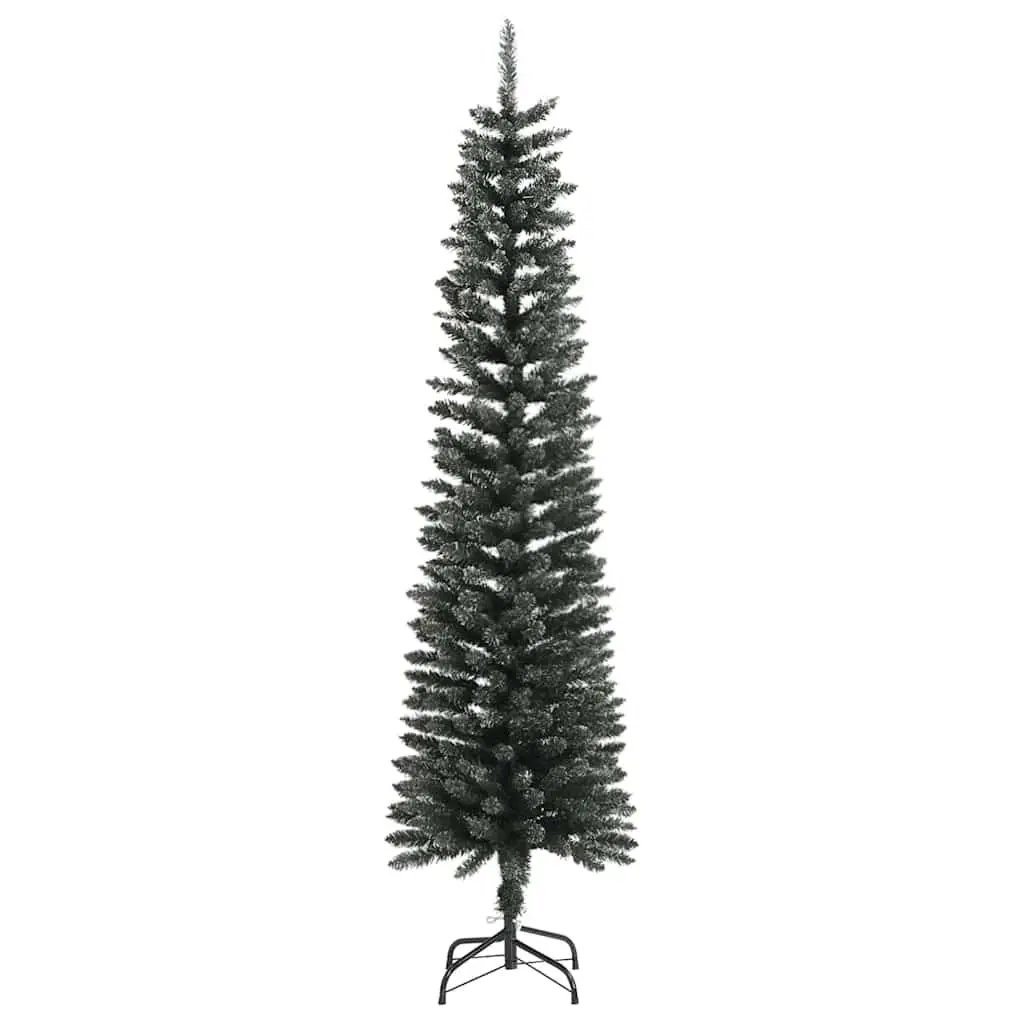 Artificial Slim Christmas Tree 180cm with Stand Green PVC Bushy Tips Holiday