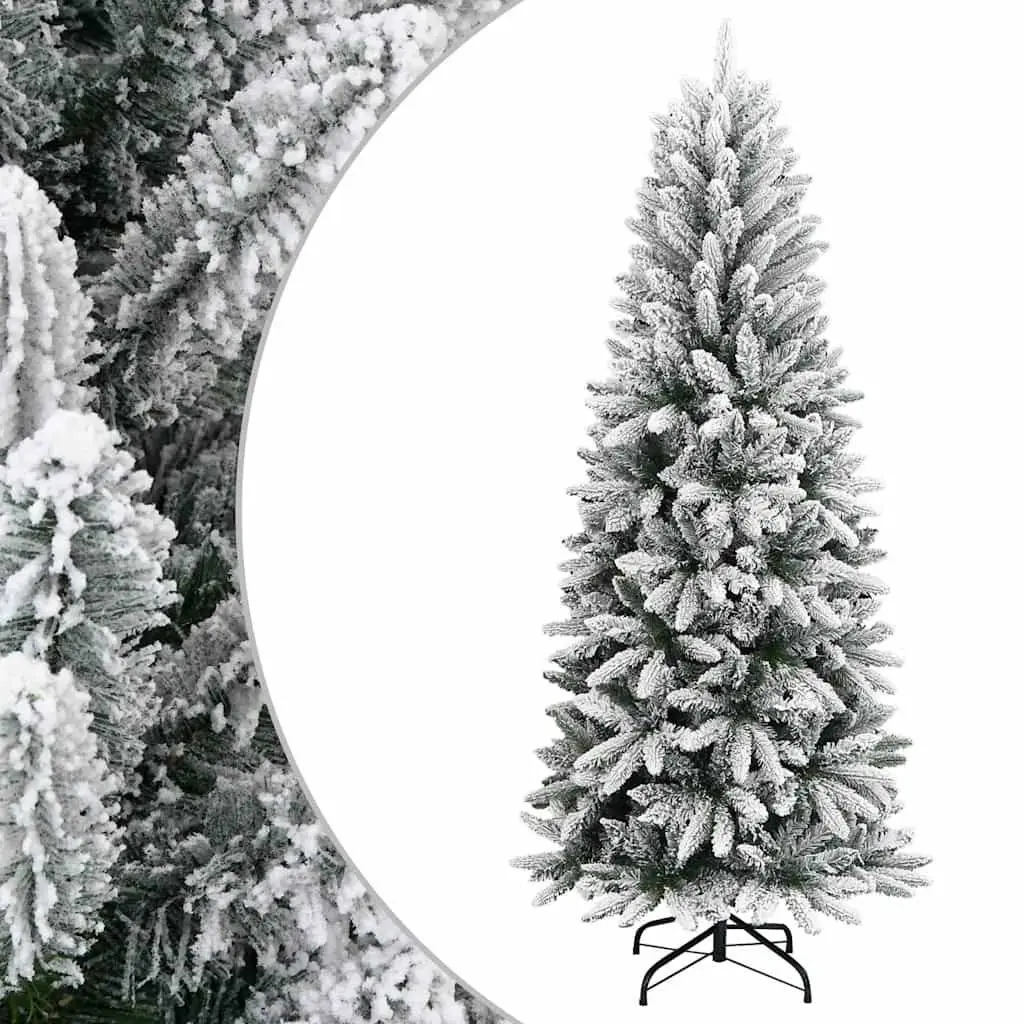 Artificial Christmas Tree Flocked White Snow 120cm Hinged Branches PVC PE