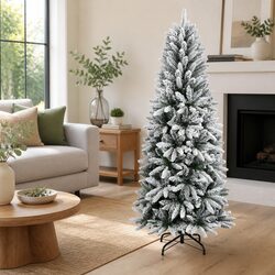Artificial Christmas Tree 150cm White Flocked Snow PVC PE Hinged Branches