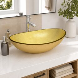 Your New Gold Tempered Glass Basin 54.5x35x15.5 cm Awaits