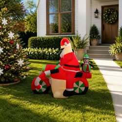 Celebrate with Christmas Inflatable Santa on Motorcycle 158cm