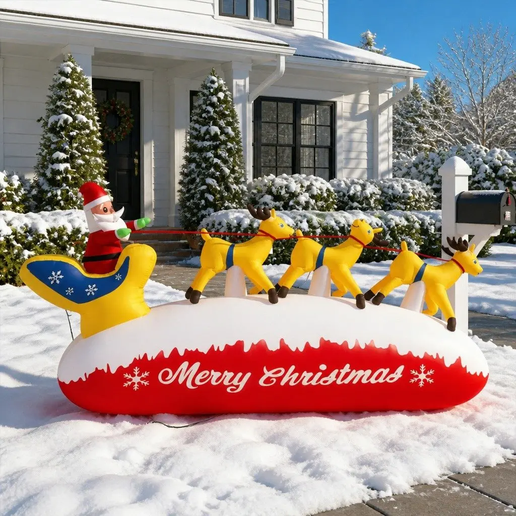 Inflatable Santa Reindeer Yard Decoration LED Lights 145cm
