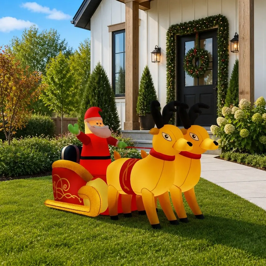 Christmas Inflatable Santa and Reindeer Decoration LED 130 cm