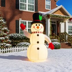 Friendly 240cm Inflatable Snowman with Lights for Christmas