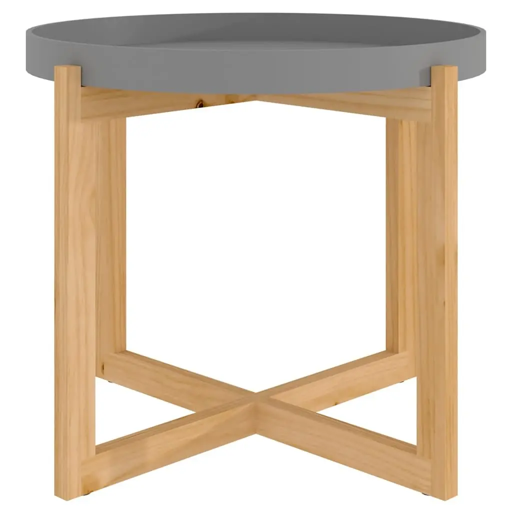 Grey Coffee Table Engineered Wood 53x53x43.5cm Solid Pinewood Feet Accent Side