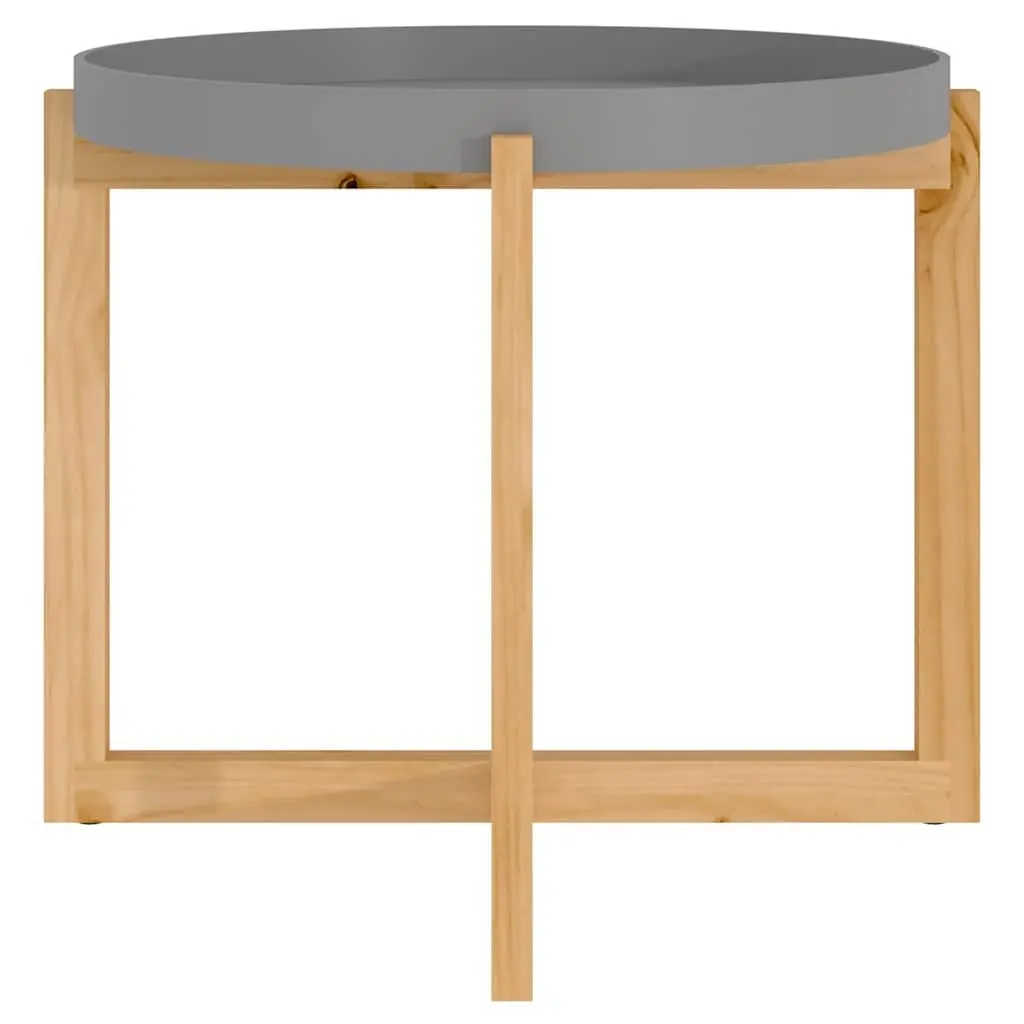 Grey Coffee Table Engineered Wood 53x53x43.5cm Solid Pinewood Feet Accent Side