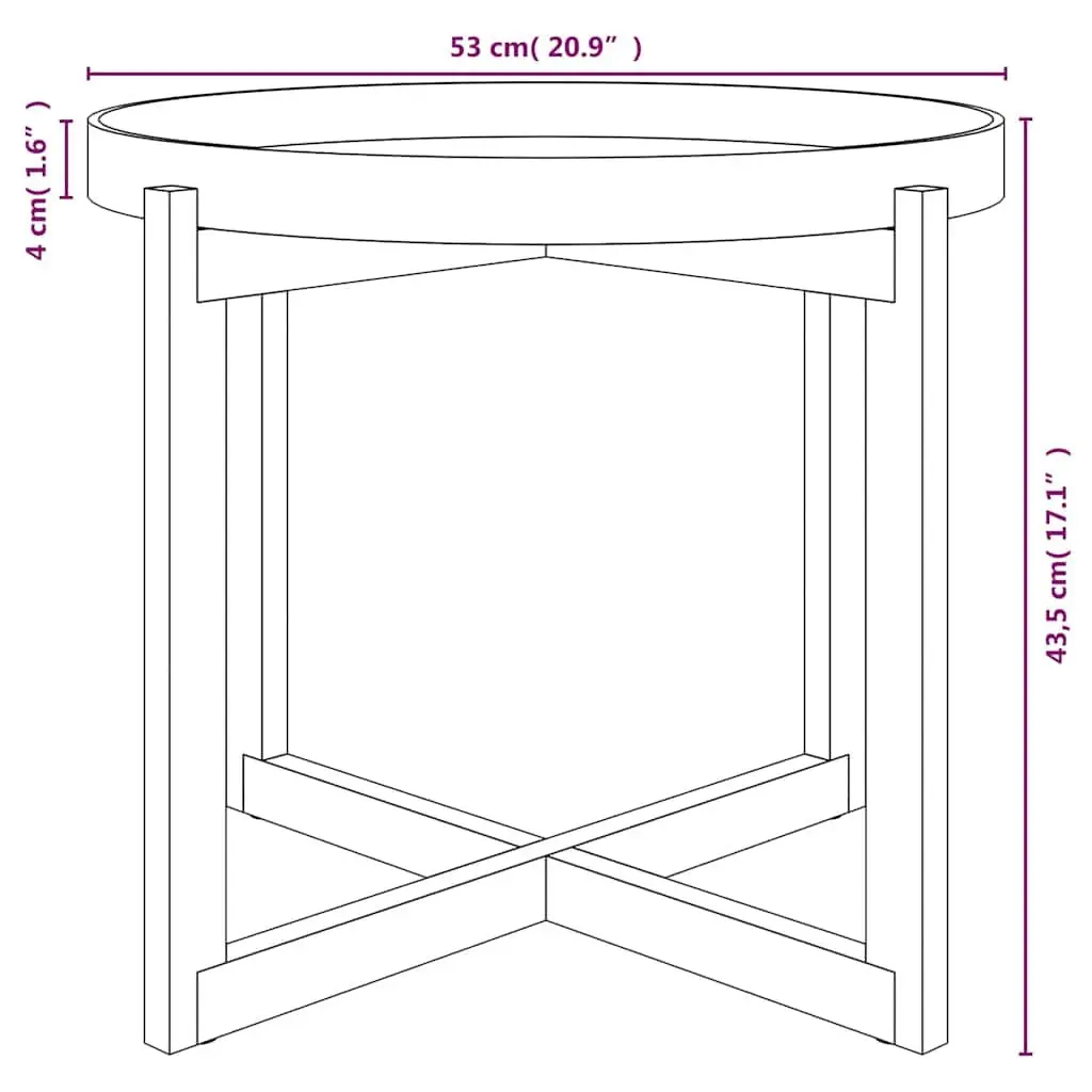 Grey Coffee Table Engineered Wood 53x53x43.5cm Solid Pinewood Feet Accent Side