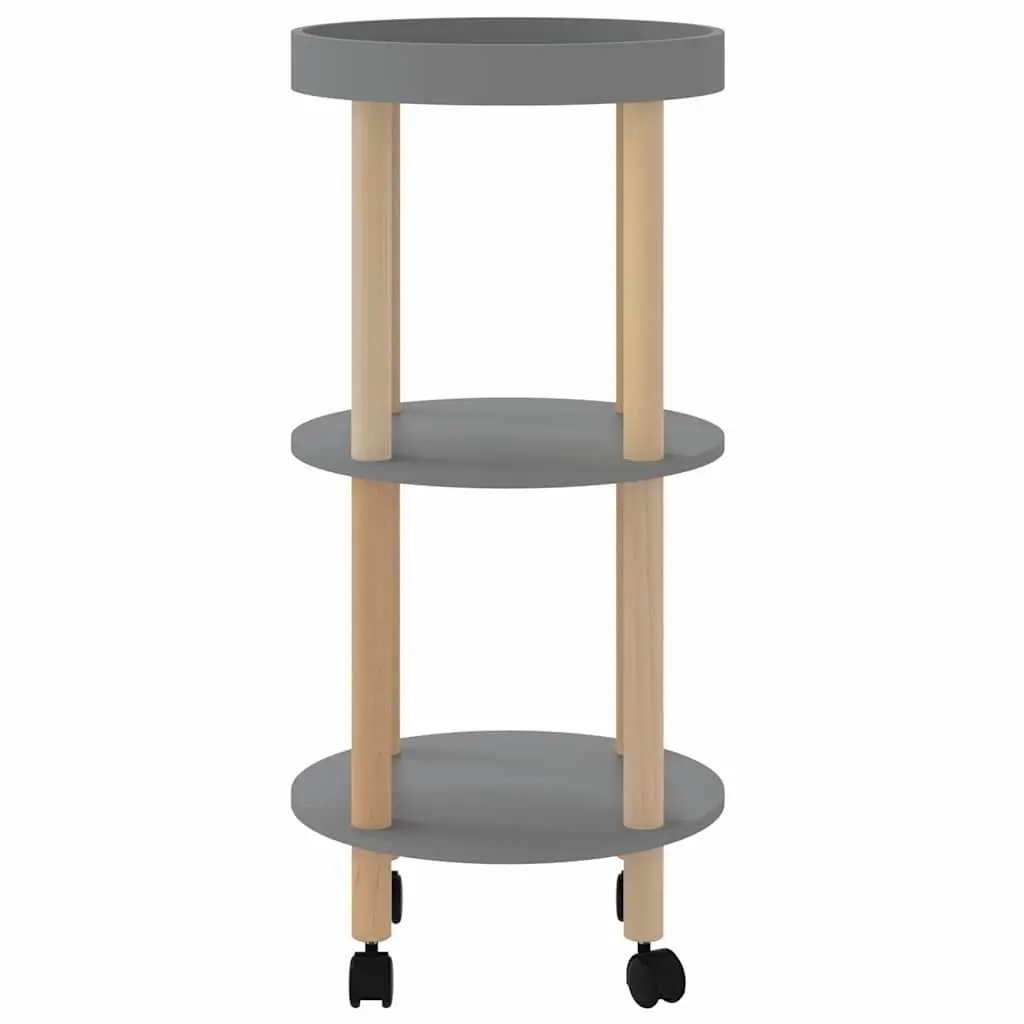 3-Tier Kitchen Trolley Grey Engineered Wood Storage Cart with Lockable Wheels