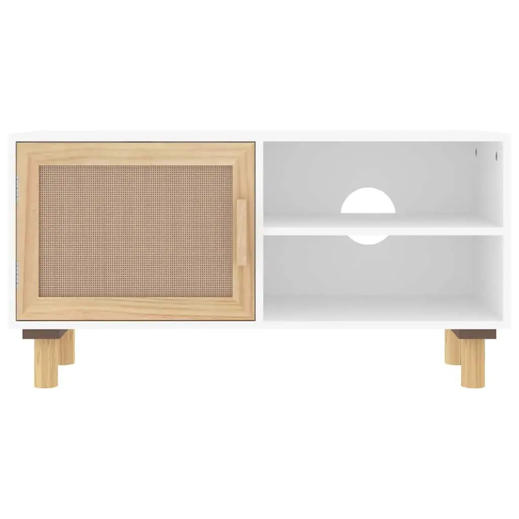 TV Cabinet White Rattan Door 80 x 30 x 40 cm