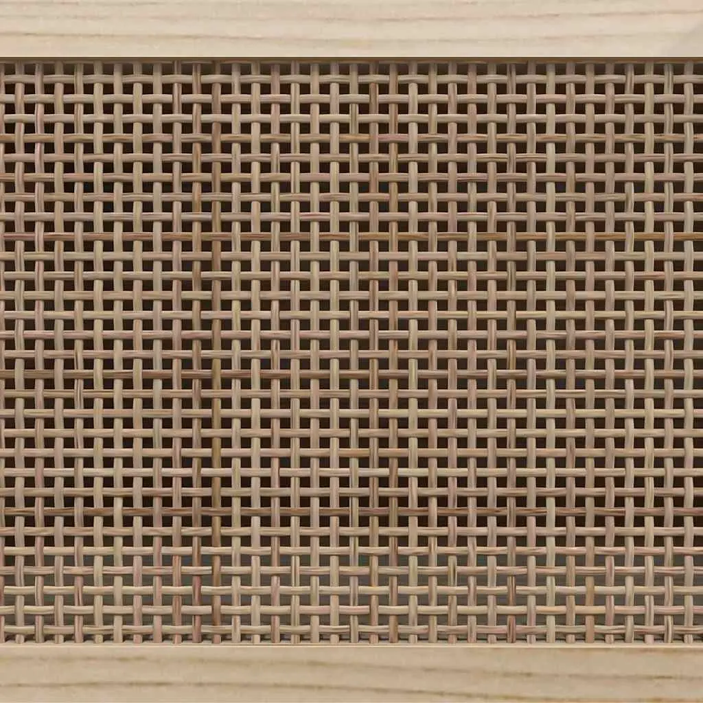 TV Cabinet White 105x30x40 cm Storage Unit with Rattan Door Compartments