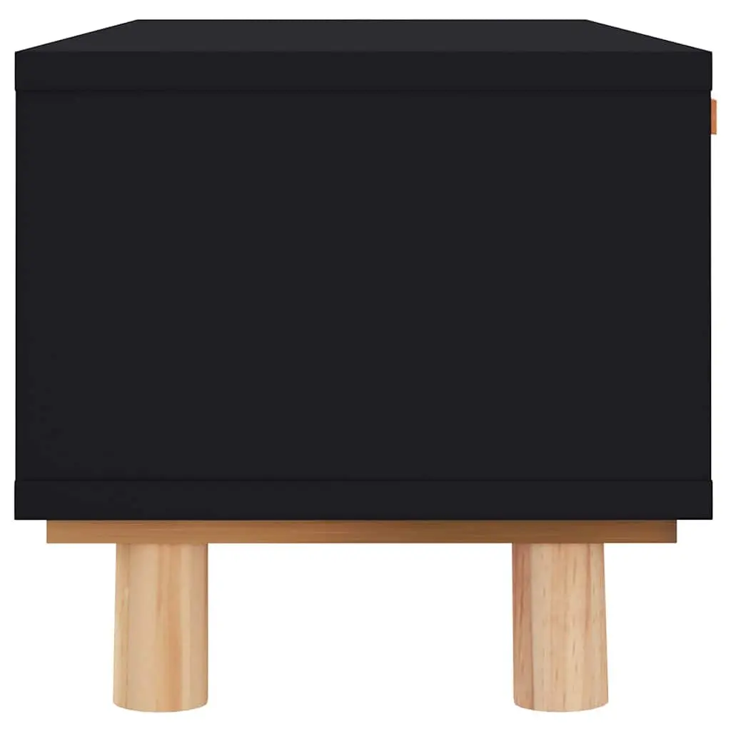 Coffee Table Black Rattan Weaving Storage Drawers 80L x 40W x 30H cm