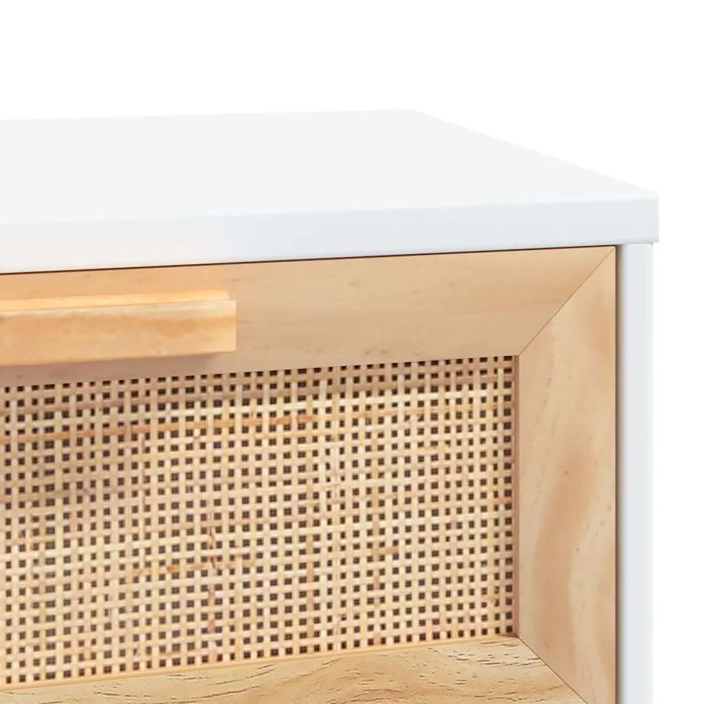 Console Table White 80x30x75 cm Entryway End Table Solid Wood Pine Rattan