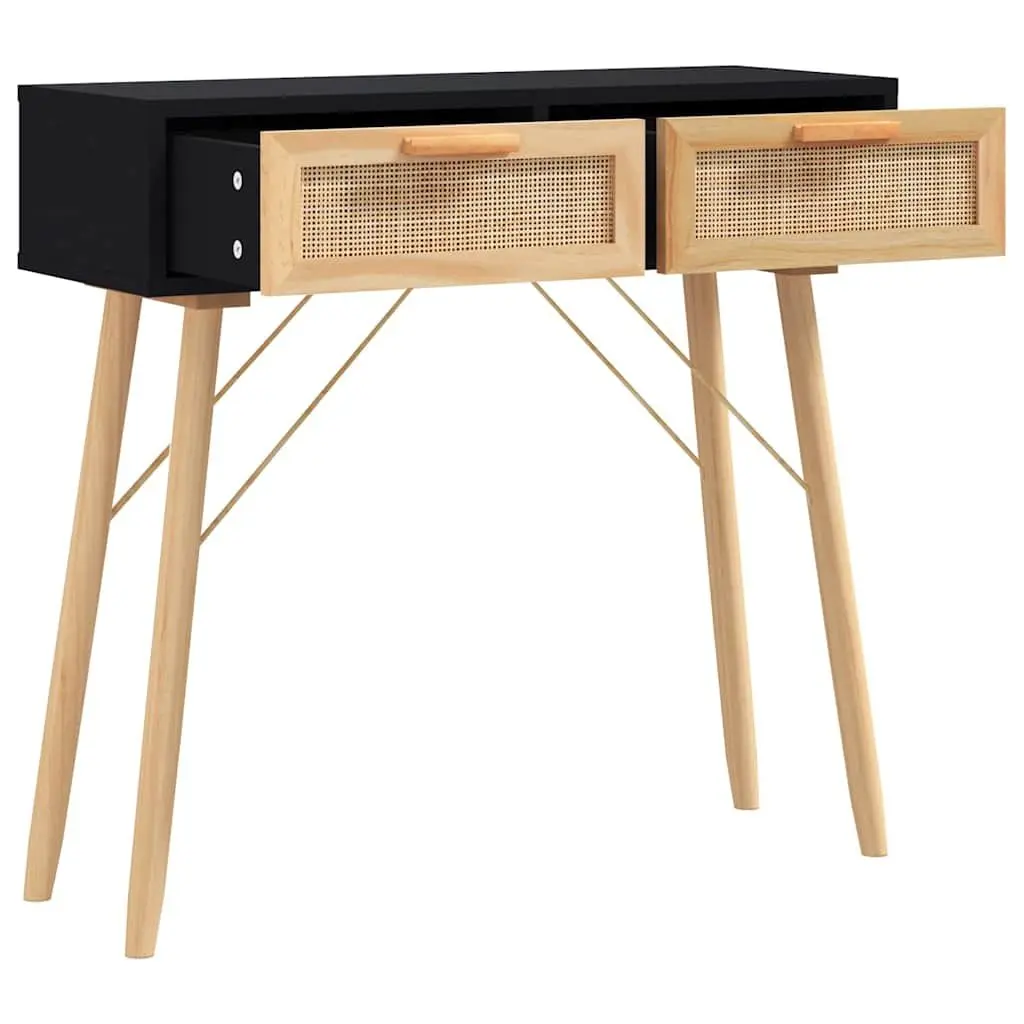 Console Table Black Rattan Weaving 80x30x75 cm