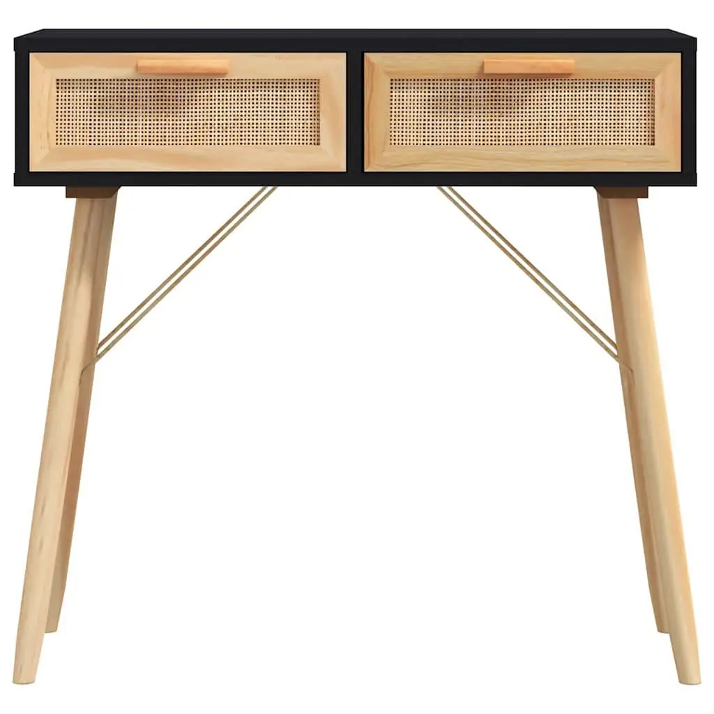 Console Table Black Rattan Weaving 80x30x75 cm