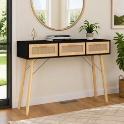 Your New Black Console Table: 105x30x75 cm, 3 Drawers