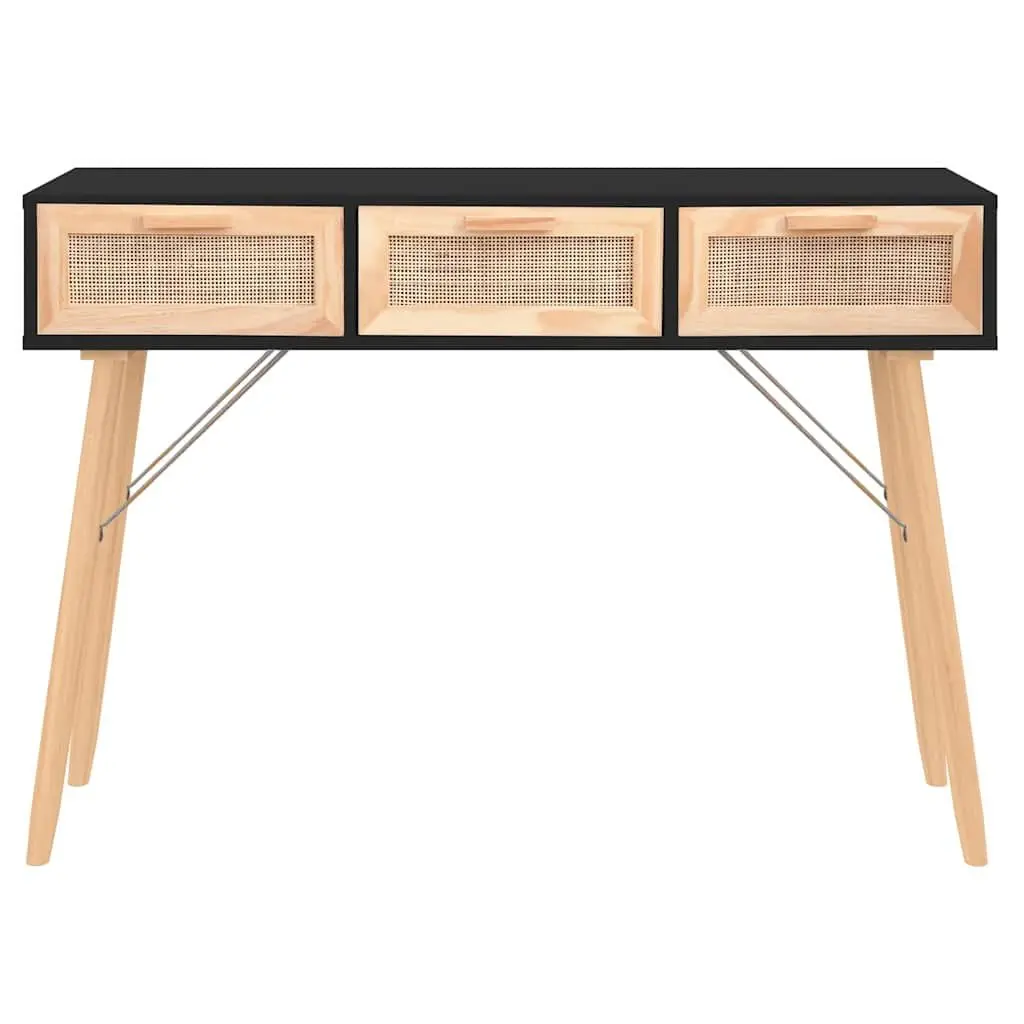Console Table Black Rattan Weaving 105x30x75 cm