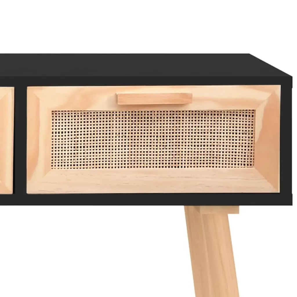 Console Table Black Rattan Weaving 105x30x75 cm