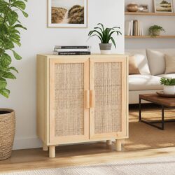 Sideboard Brown 60x30x70 cm Storage Cabinet with Rattan Door Design Furniture