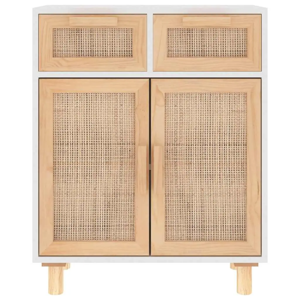 Sideboard Cabinet White Rattan Door 2 Drawers 60W x 30D x 75H cm