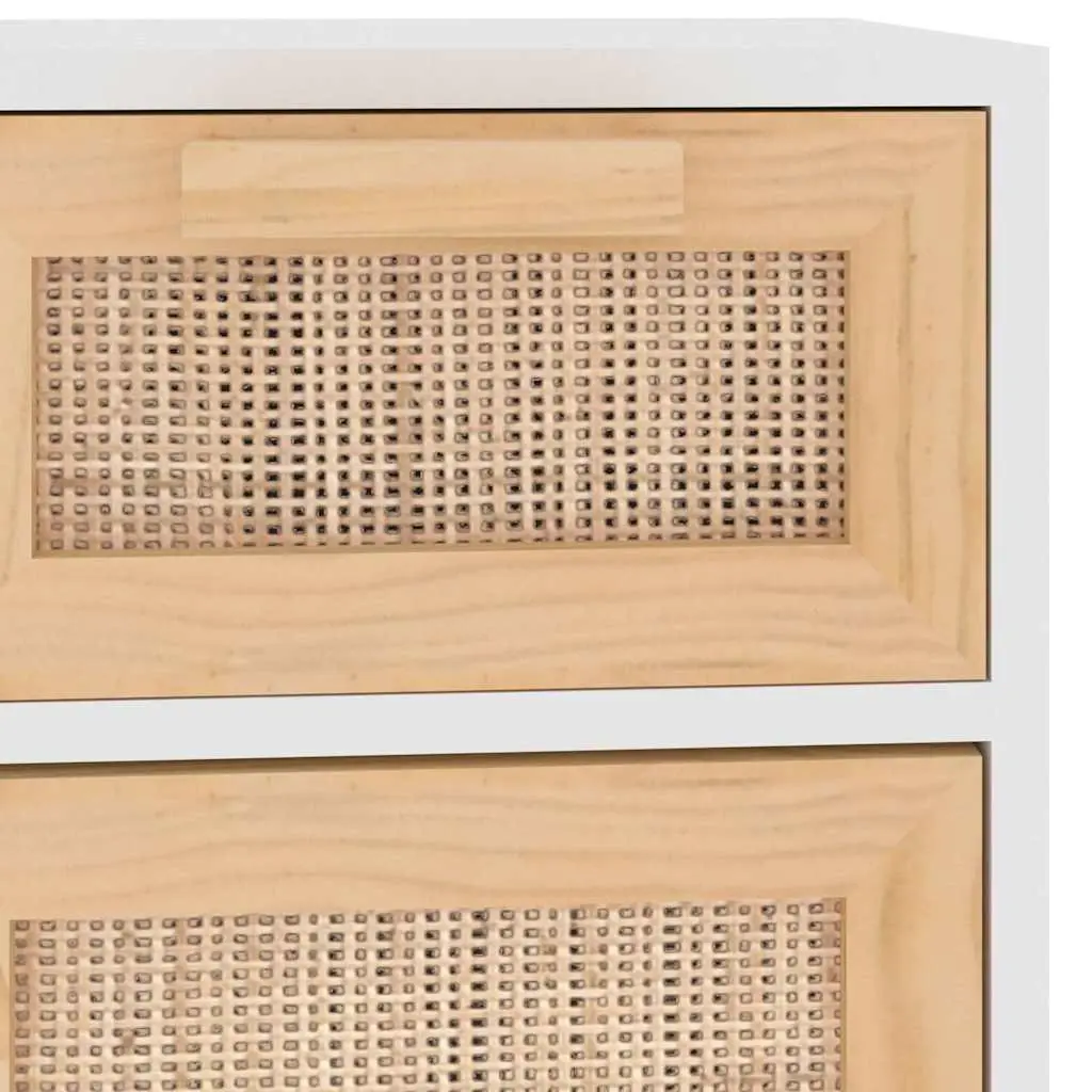 Sideboard Cabinet White Rattan Door 2 Drawers 60W x 30D x 75H cm