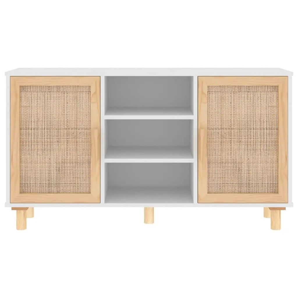 Sideboard White Rattan Door 105x30x60cm 5 Compartments