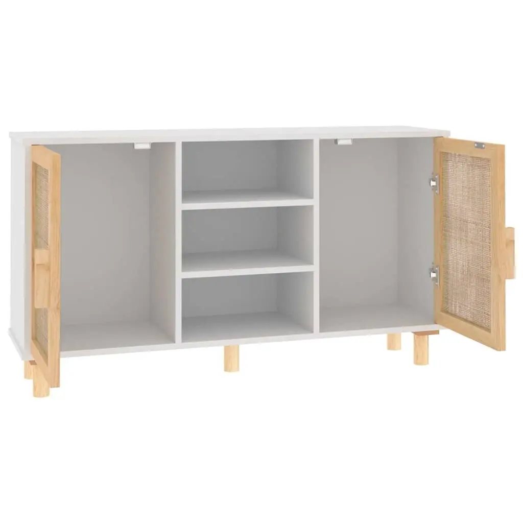 Sideboard White Rattan Door 105x30x60cm 5 Compartments
