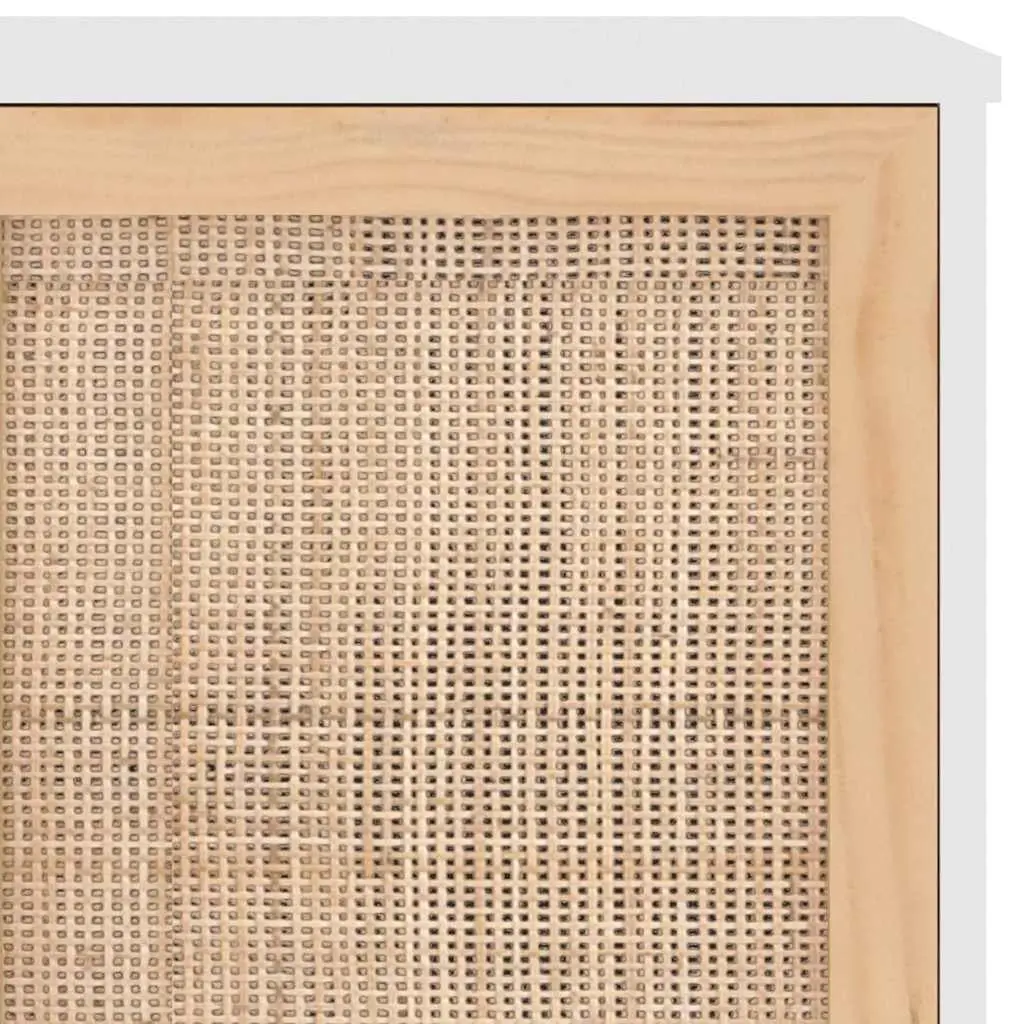 Sideboard White Rattan Door 105x30x60cm 5 Compartments