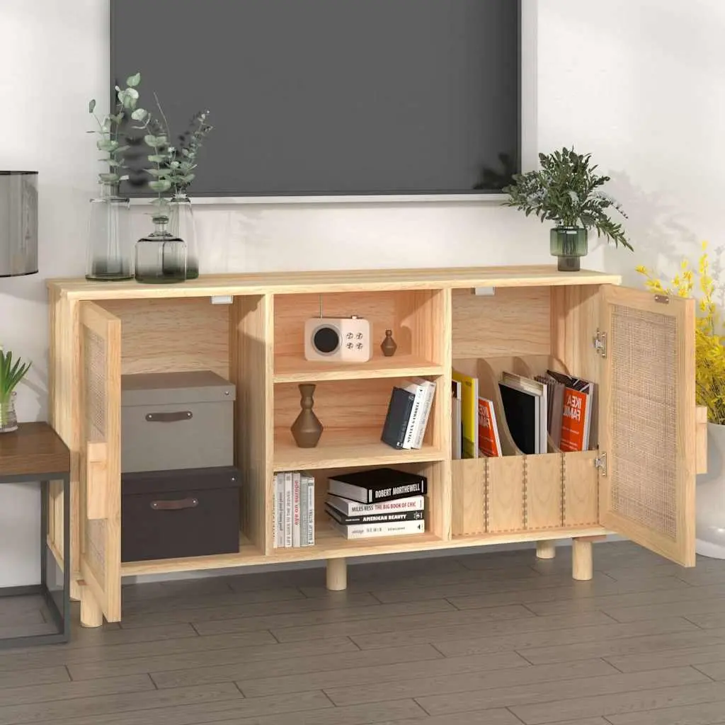 Sideboard Cabinet Brown 105x30x60cm Storage Furniture Rattan Door Design