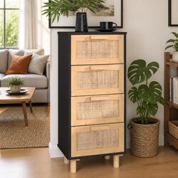 Friendly Black Sideboard Cabinet with 4 Drawers