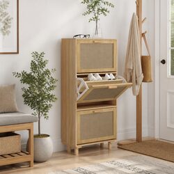 Your New Shoe Storage Solution: Brown Rattan Cabinet