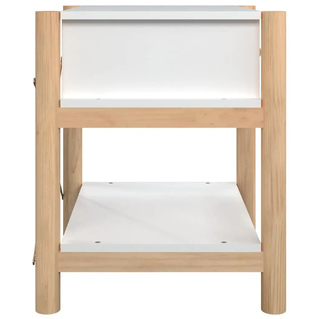 White Engineered Wood Nightstand Set of 2 Cabinet Storage Bedside Tables 42x38x45cm