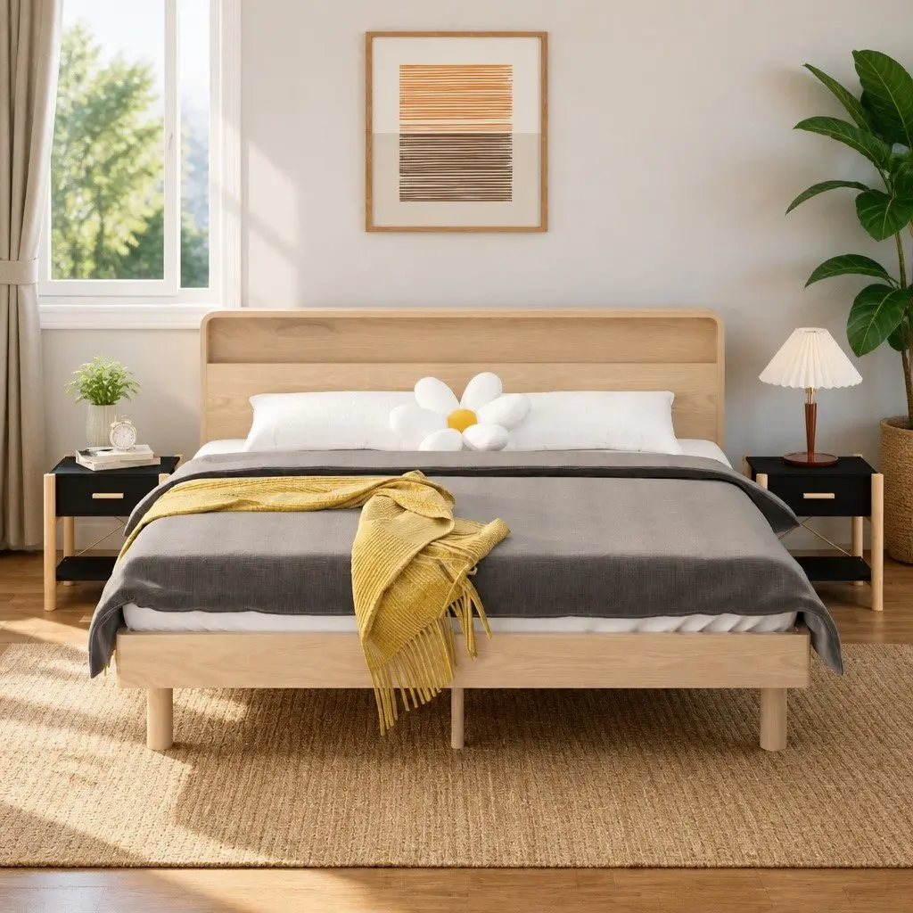 Bedside Tables Black 42x38x45 cm 2 Piece Storage Cabinet Engineered Wood Nightstand