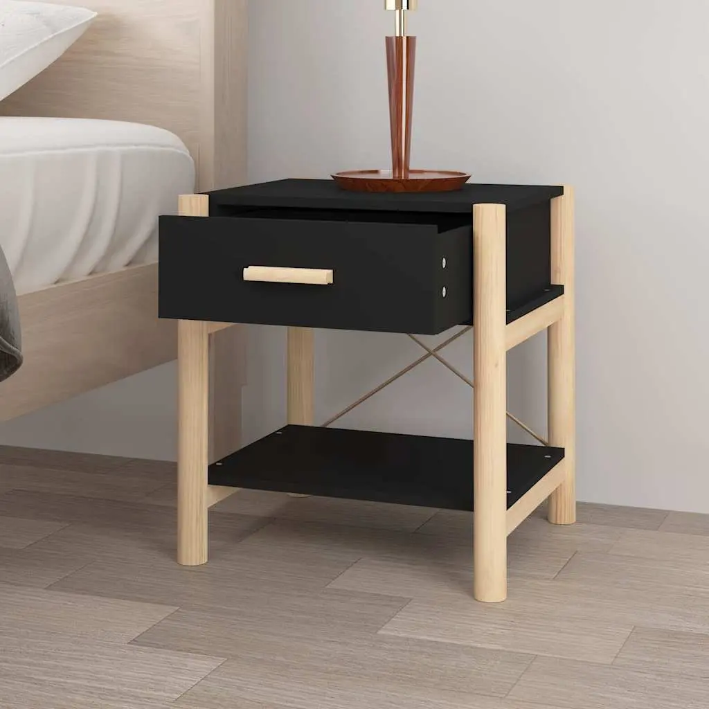 Bedside Tables Black 42x38x45 cm 2 Piece Storage Cabinet Engineered Wood Nightstand