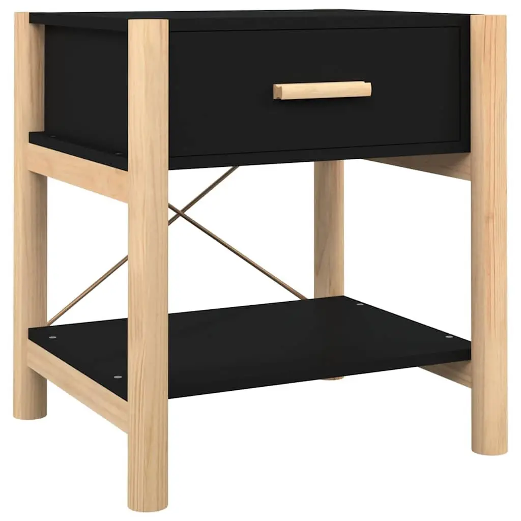 Bedside Tables Black 42x38x45 cm 2 Piece Storage Cabinet Engineered Wood Nightstand